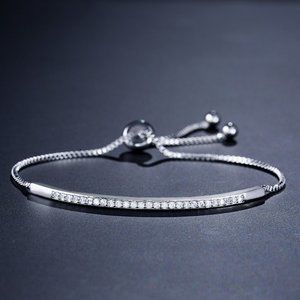 Petite Silver Crystal Bolo Slider Tennis Bracelet